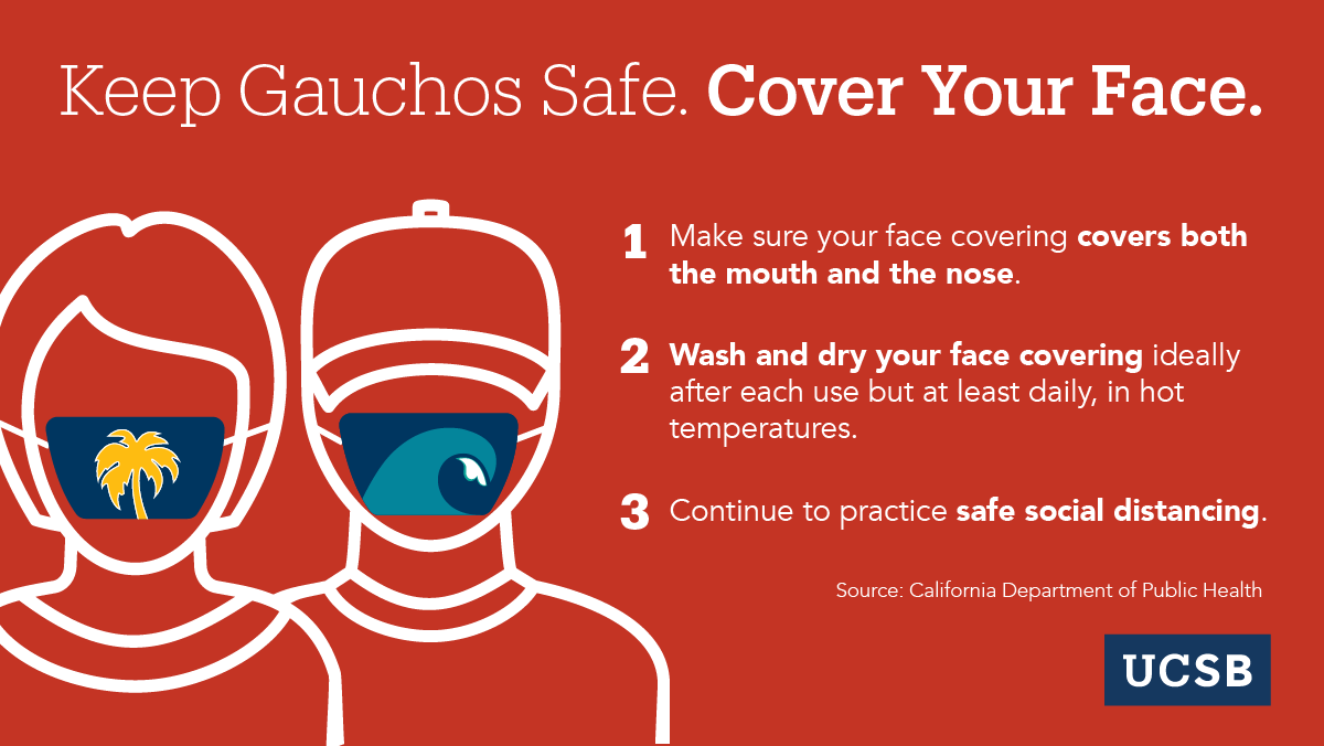 Keep Gauchos Safe - Cover Your Face - 1 Make sure your face covering covers both the mouth and the nose - 2 Wash and dry your face covering ideally after each use but at least daily, in hot temperatures - 3 Continue to practice safe social distsancing